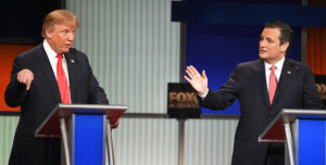 Republican Candidates Donald Trump and Ted Cruz go head-to-head at a recent debate.